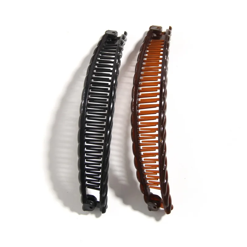 여성을위한 빈티지 바나나 헤어 클립 웨이브 빗 머리핀 Braide 헤어 스타일 도구 솔리드 컬러 패션 실용적인 헤어 액세서리