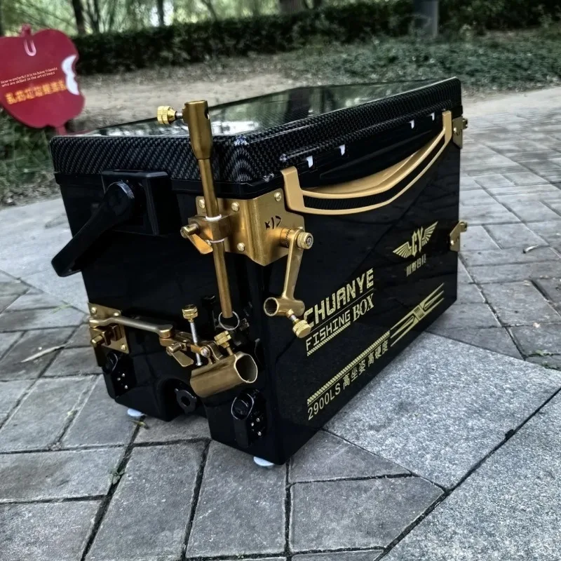 Lightweight Portable High Seat Fishing Chair Box Combo Insulated Stainless Steel Carbon Pattern Lid Tackle Box Carp Fishing