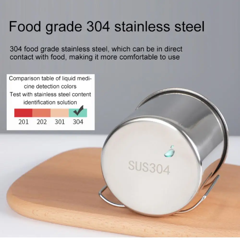 250/350/500ml 304 Stainless Steel Water Bottle Portable Camping Cup With Foldable Handle Outdoor Mug For Hiking Picnic Drinkware