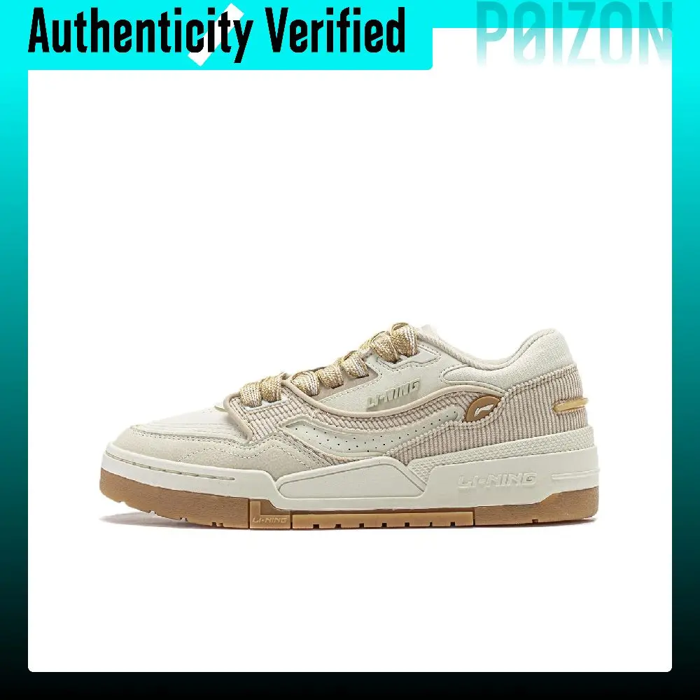 Li Ning 001 BTC Slip Resistant Cushioning Abrasion Resistant Support Low top Skateboard Shoes Women's Dusty Khaki AGCU036-1