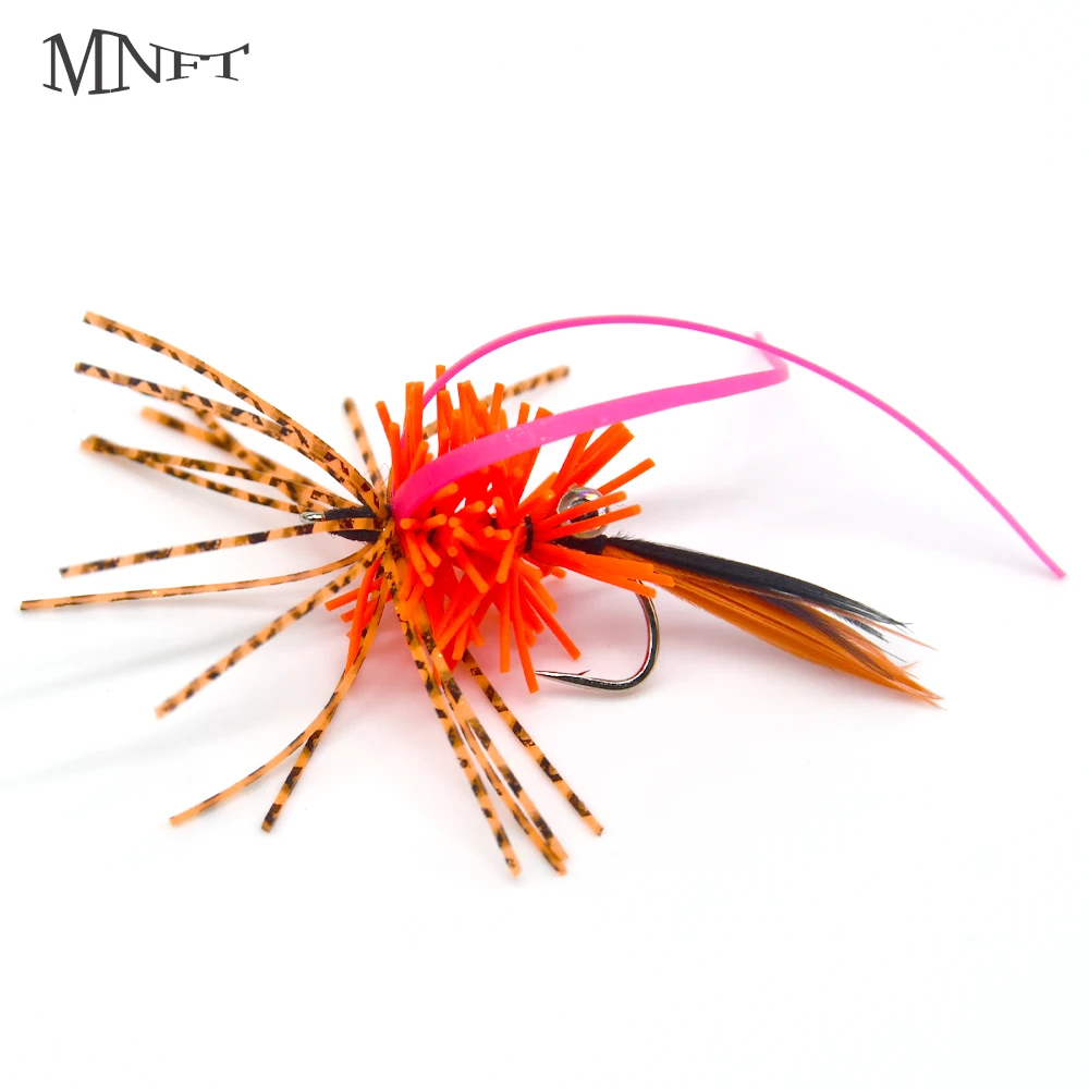 MNFT 2Pcs Silicone Straps Legs Fly Fishing Flies with 3D Eye Silicone Skirts Fly Tying Lures Artificial Bait Swimbait Supplies