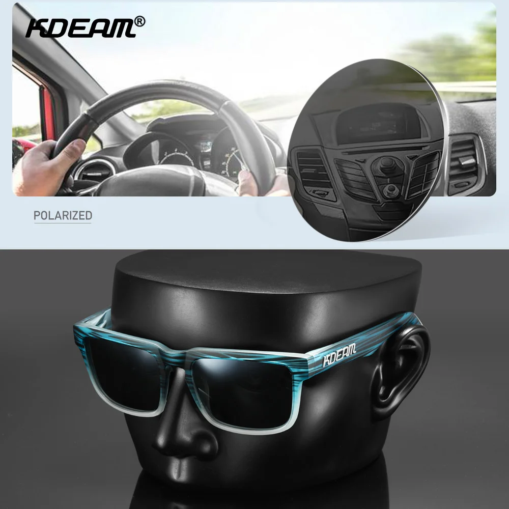 KDEAM Polarisierte Sonnenbrille für Herren, Angeln, Lebensstile, verspiegelte, farbblockierende Sonnenbrille, Damen-Legende, quadratische Sonnenbrille mit Box – Detail 4