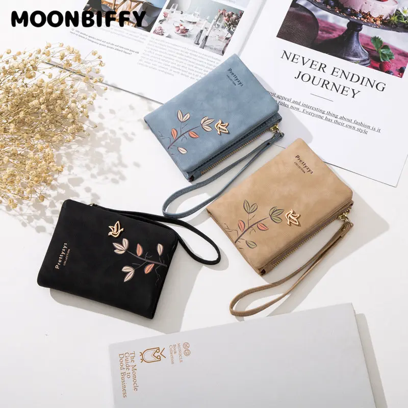 2022 Cute Flower Small Wallet Women Soft Leather  Zipper Pocket  Ladies Purses Short Female Wallet Girl Cartera with Wristlet