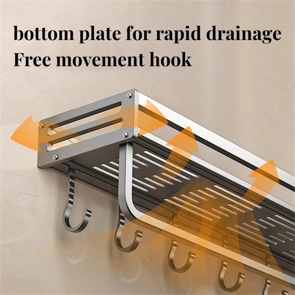 1 Piece Wall Bathroom Item Storage Rack Towel Rod Item Storage Hook Multifunctional Storage Rack By The Washbasin