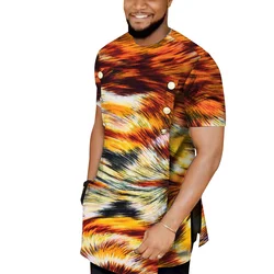 African Men Clothes Ankara Fashion Dashiki Shirt Africa Style Men's Blouse Short Sleeve Print Top Nigerian Clothes WYN1724