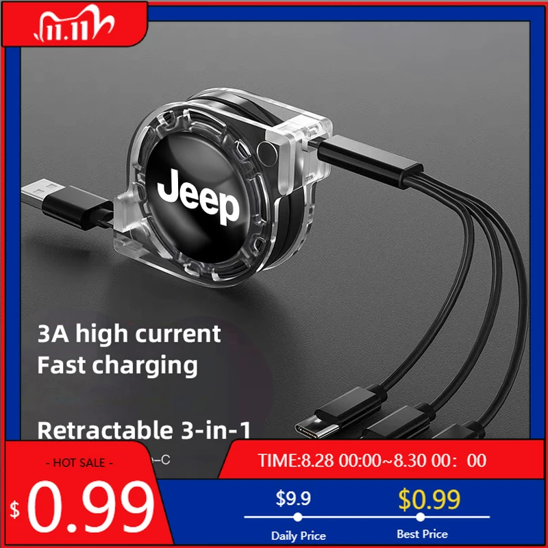 

Cup Holders 3 In 1 Fast Charger USB Data Cable Car Accessories For Jeep Grand Cherokee Wrangler JK Gladiator Compass Renegade Pa
