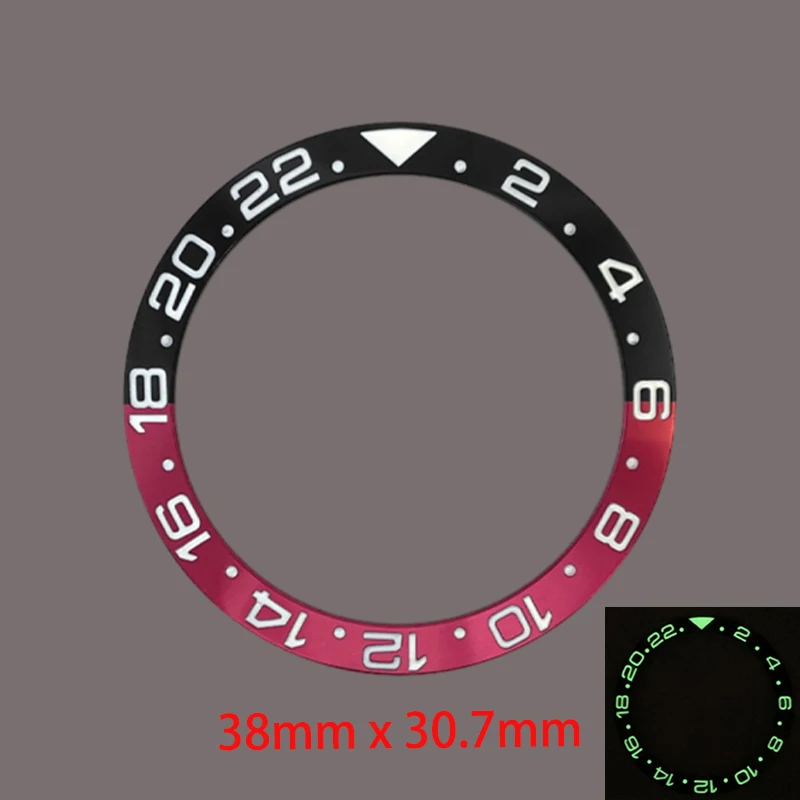 Cincin Sisipan Bezel Aluminium Miring Bercahaya 38Mm Cocok untuk GMT SKX007 SKX009 SRPD SUB NH35 NH36 Jam Tangan Pergerakan Bagian Cincin Bezel
