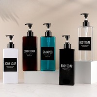 500ml Square Soap Dispenser Refillable Waterproof Bottle for Hand Soap Lotion Shampoo Salon Home Bathroom Kitchen Use
