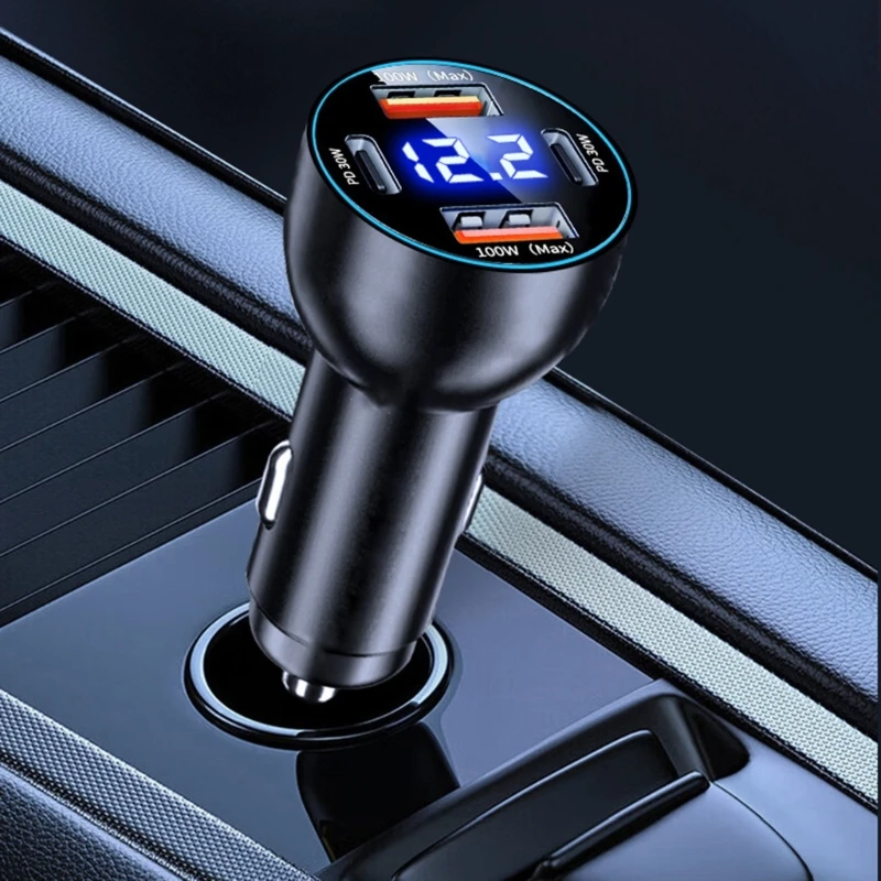 

USB 100W PD30W Car With LED Display Fast Charging For Phones And Devices In Vehicles F19E