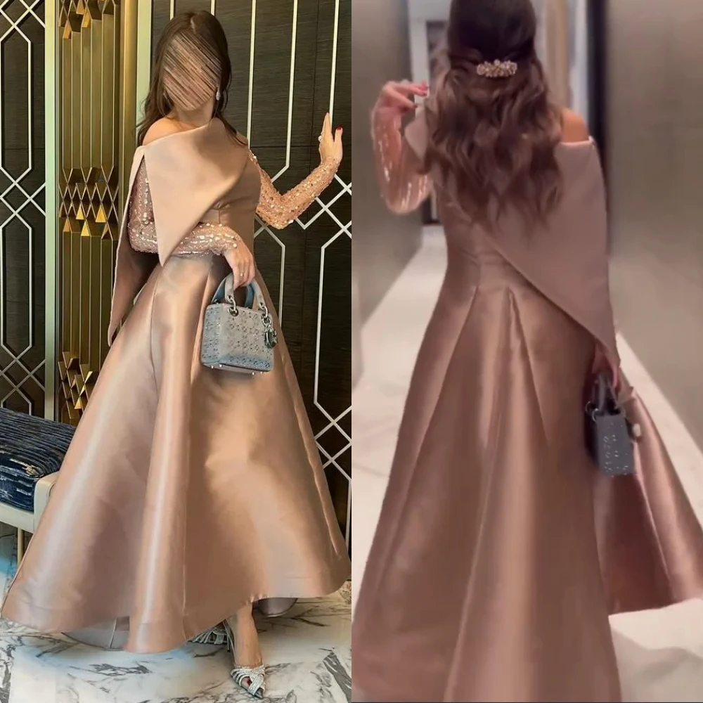 Customized Simple Exquisite Off-the-shoulder A-line Sequins S Formal Occasion Gown платье вечернее женское abiye elbise
