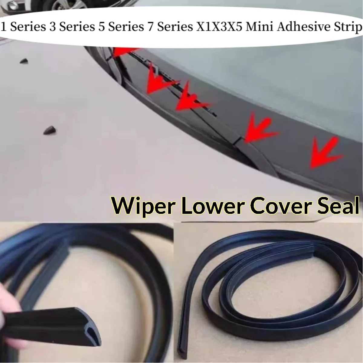For BMW 1-3-5-7 Series X1X3X5 Mini Front Windshield Under Trim Rain Collector Sealing Strip/1PC