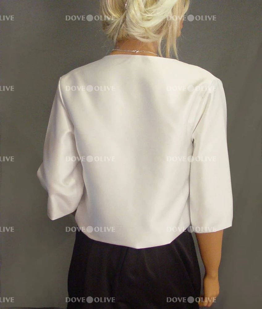3/4 Sleeves Wedding Bolero Satin 2026 Bridal Jacket Elegant Formal Party Cape Special Occasion Wrap Shrug Custom made