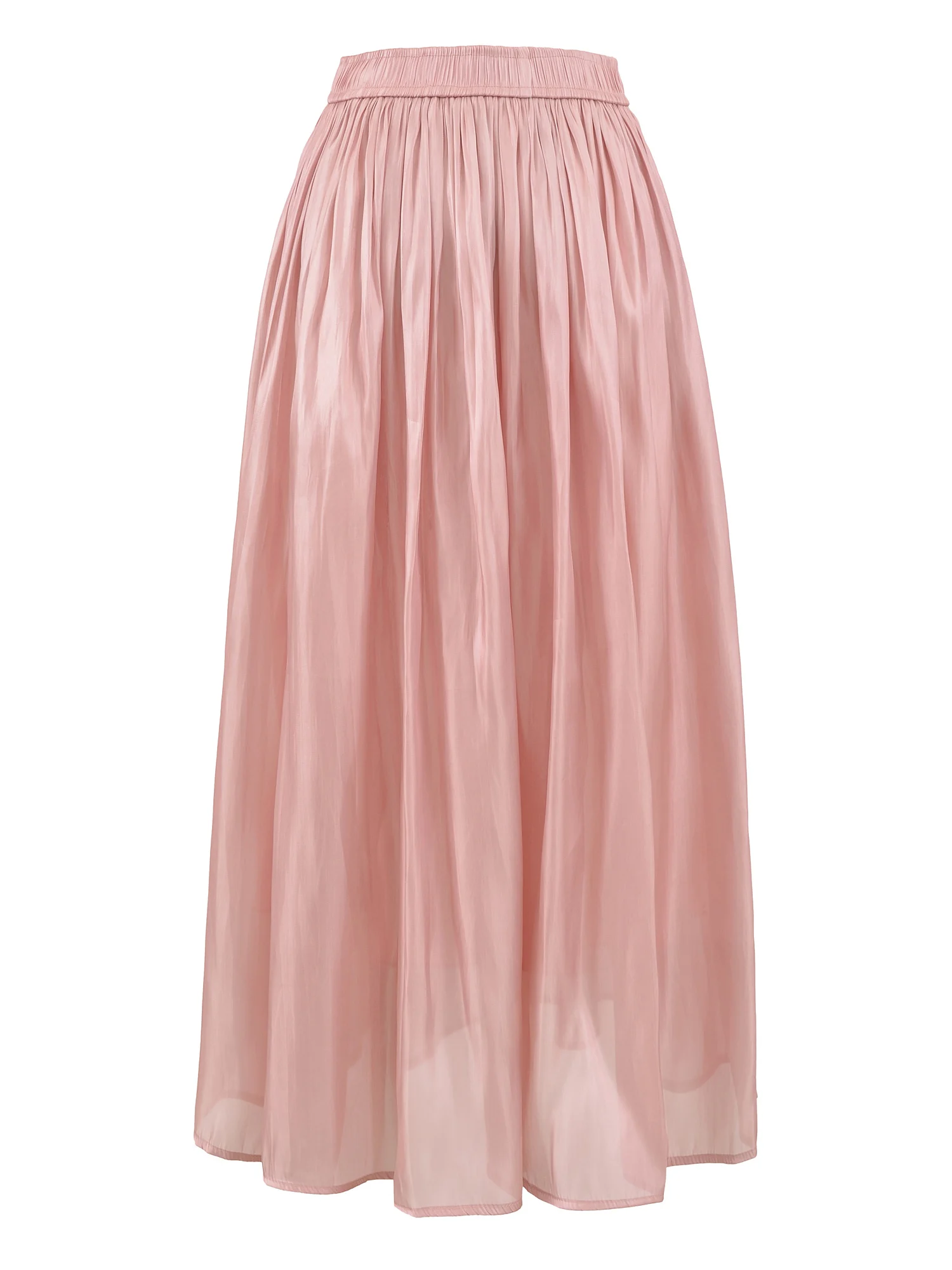 Ele falda de satén de cintura alta sensación fluida Midi A-Line Dr falda grande adelgazante mujeres francés Sle uso diario