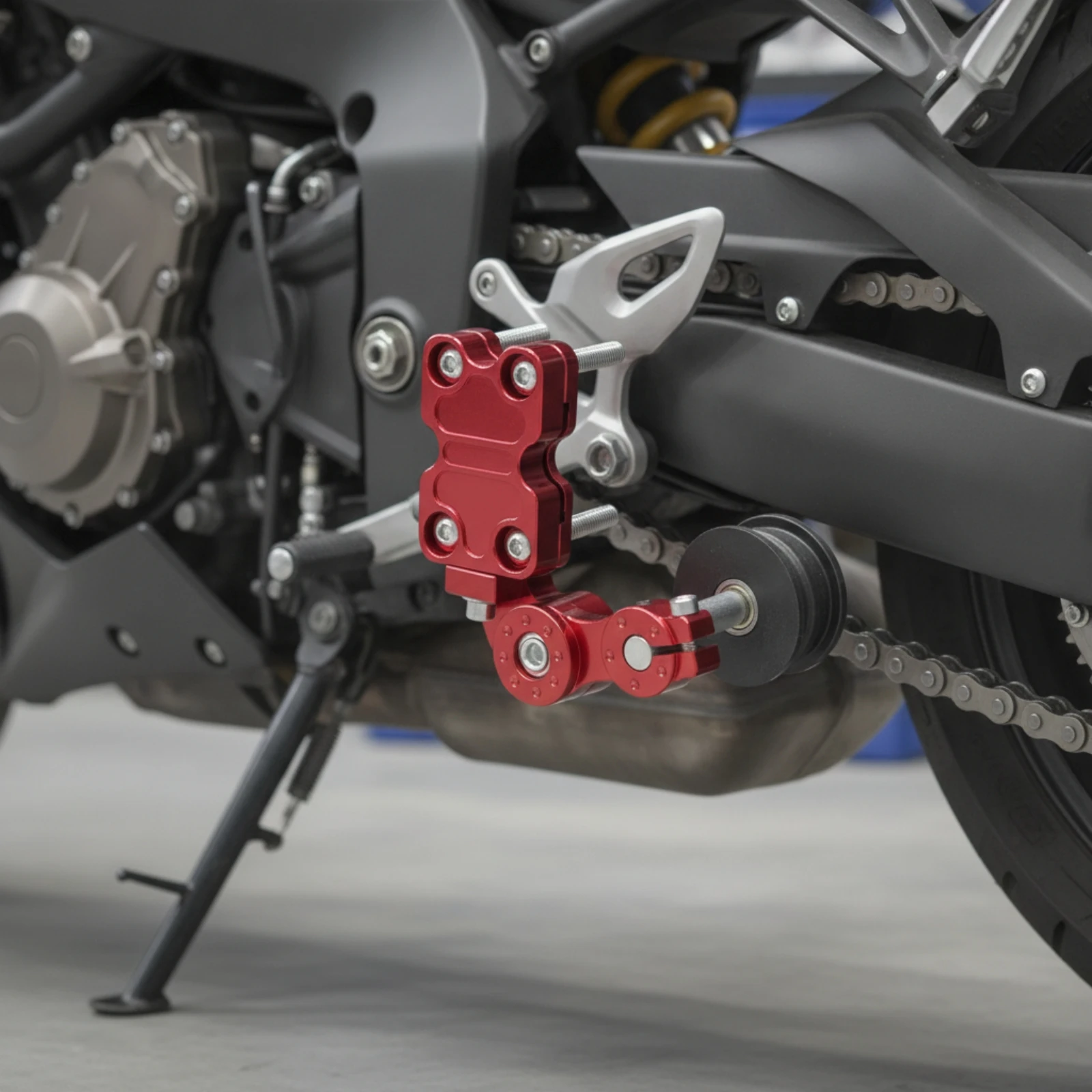 Motorcycle Chain Adjuster Sturdy Chain Adjuster with Roller Wheel Vehicle Parts Anodized Hardware Machined for Mechanics view 6