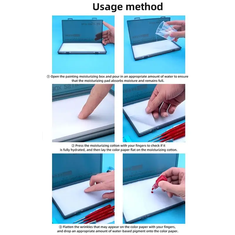 Portable Wet Palette Moisturizing Box Acrylic Painting Model Coloring Wet Tray Paint Supplies Holder Miniatures Modeling Tools