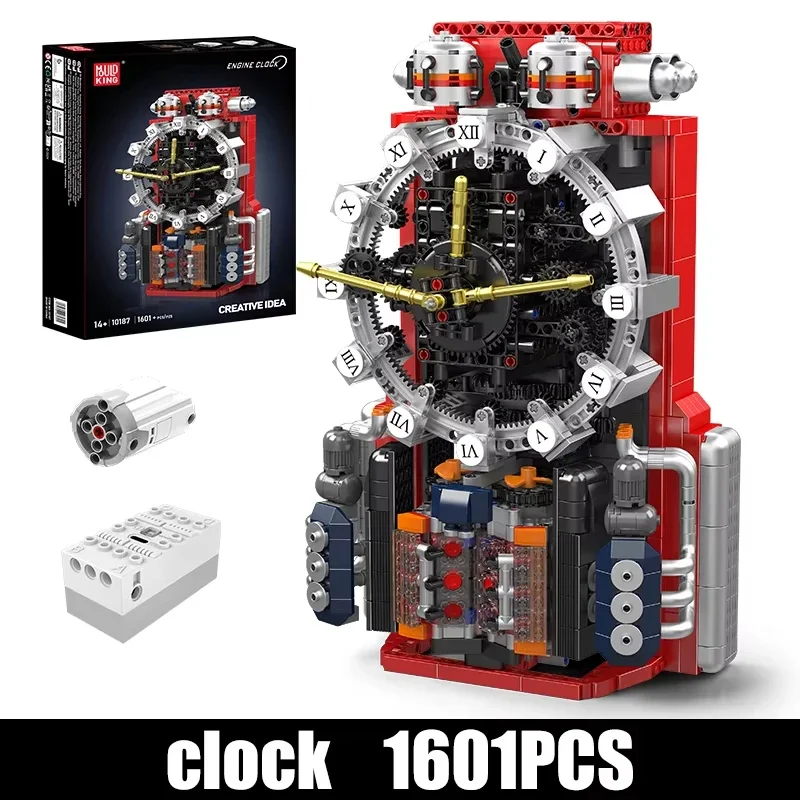 

1601pcs Creative Electric Engine Clock Model Puzzle Toy Desktop Assembly Decoration Building Blocks Gift for Boys And Girls