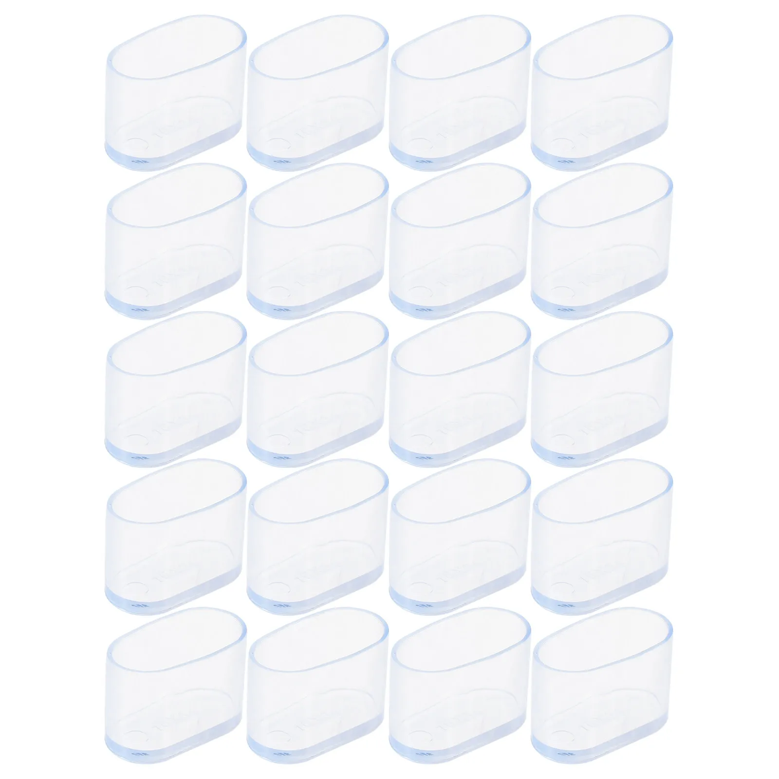 20Pcs Oval Chair Leg Caps Soft Transparent Furniture Foot Pads Anti Noise Floor Protectors Plastic Covers for School Restaurant