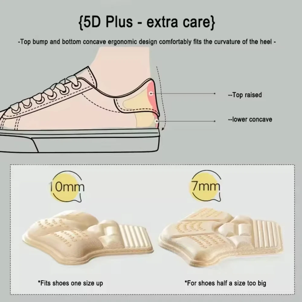 4Pcs Heel Stickers Heel Protectors Sneaker Shrinking Size Insoles Anti-wear Feet Shoe Pads Adjust Size High Heel Cushion Inserts