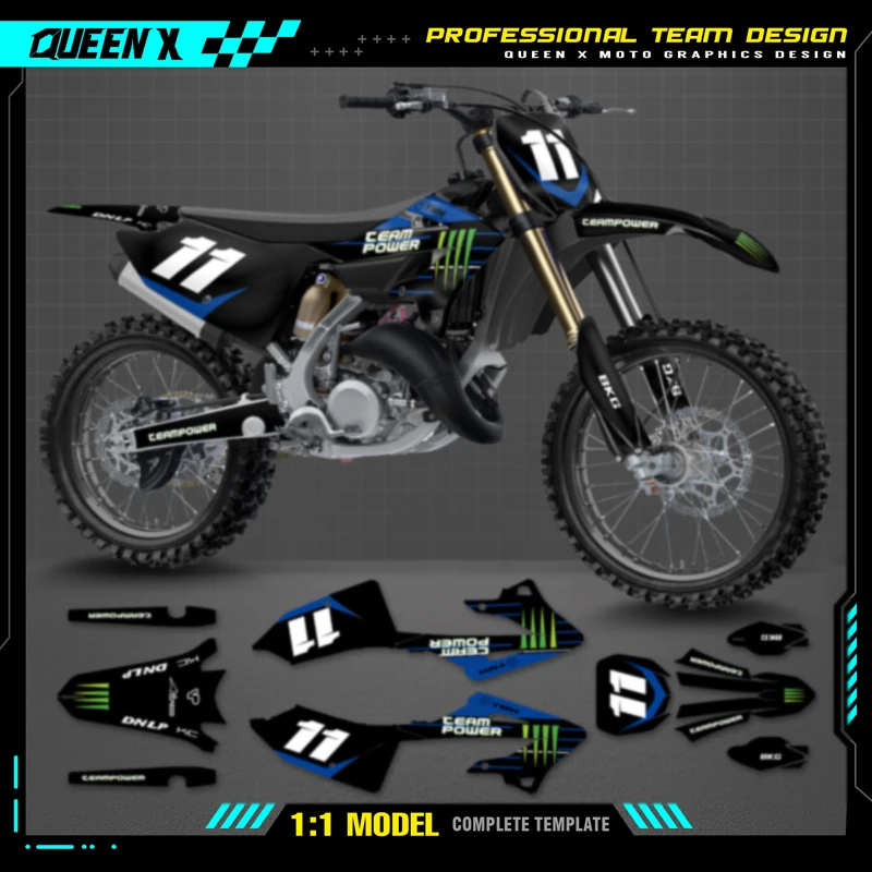 Queen X MOTOR Custom Team Graphics Decals Stickers Kit For YAMAHA Decal 22-24 YZ 125 250 2022 2023 2024 Stickers