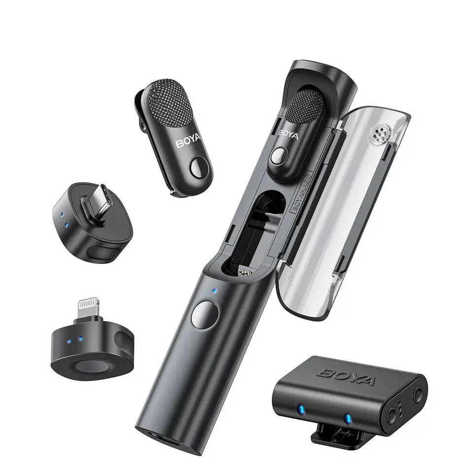 

BOYA Magic 4-in-1 Wireless Lavalier Mic For IPhone Android USB-C Phones & Cameras For Interviews & Live Streaming