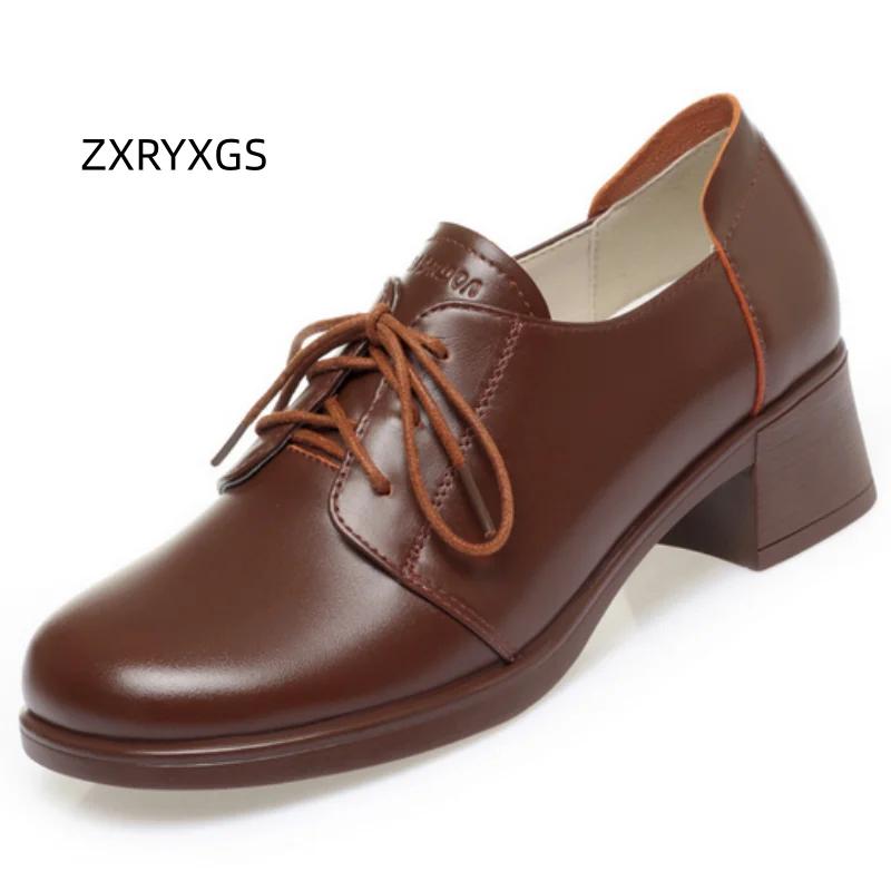 ZXRYXGS 2024 Plus Size Classic Women Shoes High Heels Elegant Fashion Shoes Plus Velvet Warm Winter Shoes Genuine Leather Shoes