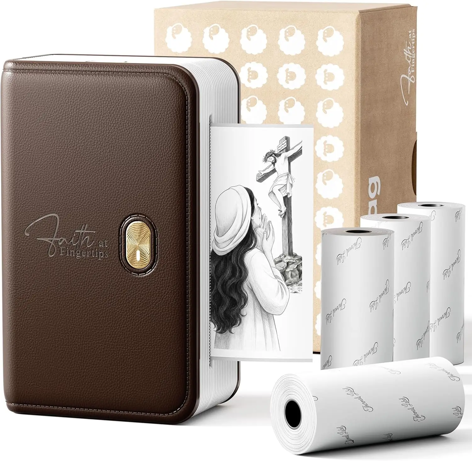 

Mini Thermal Printer FP31, Bible Study Journal Accessories, Christian Gifts, Compatible with 2" & 3" Stickers, 4 Rolls