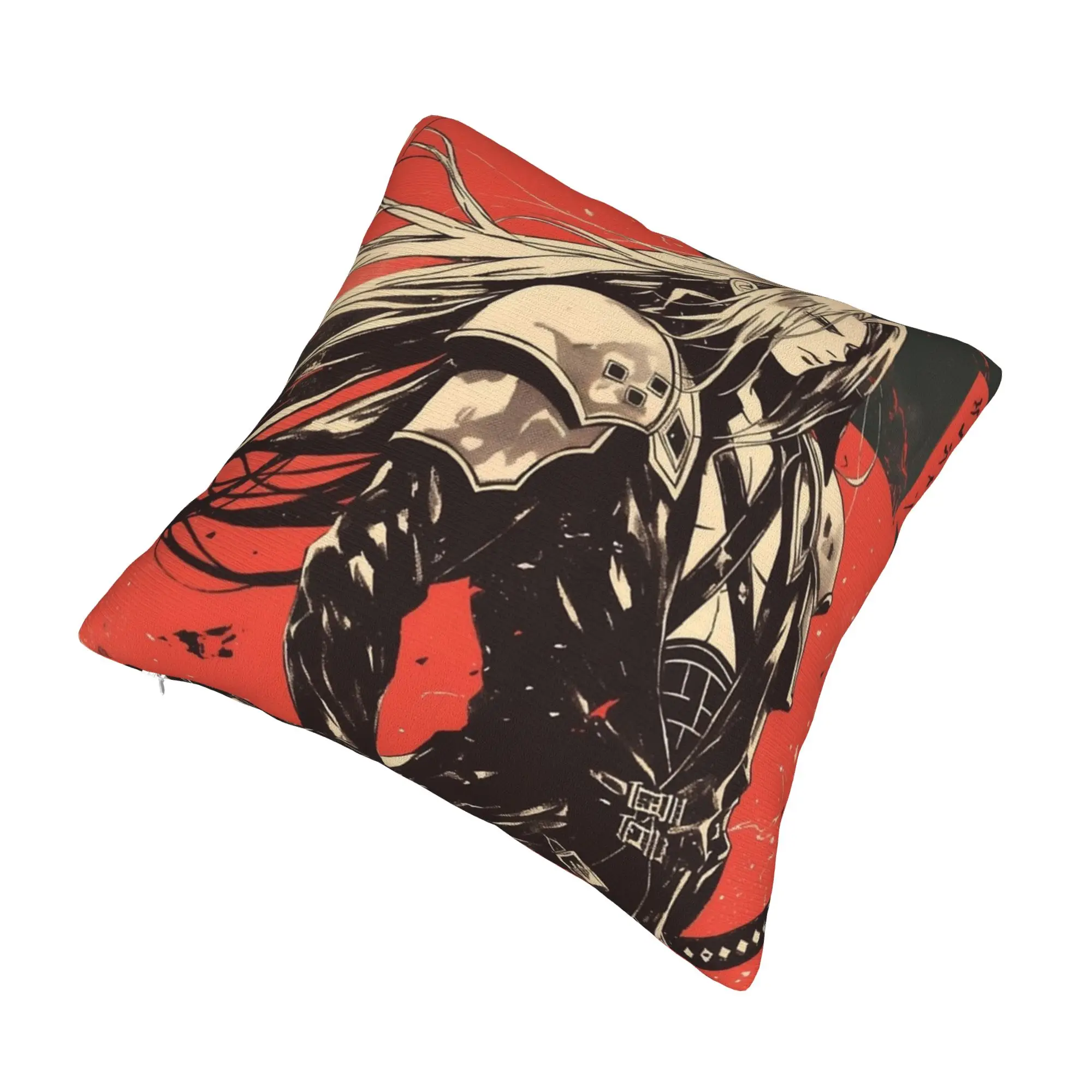 Sephiroth Warned Vintage Poster Final Fantasy Pillowcase Soft Cushion Cover Decorations  Pillow Case Cover Seater Square 45X45cm