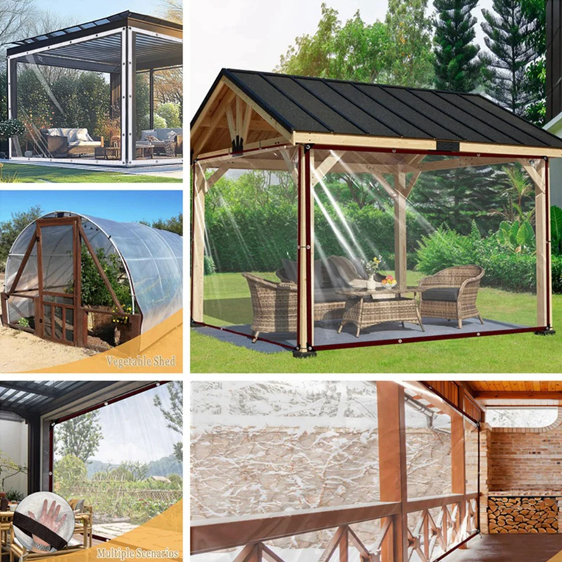 95% Clear PEVA Rainproof Cloth Patio Pergola See Through Tarp Curtain Home Window Keep Warm Film Outdoor Transparent Tarpaulin