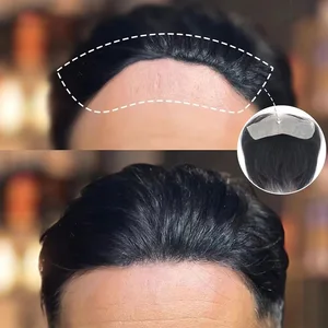 Peruk ön erkek dantel v-100 % insan saçı alın saç çizgisi 0.06 mm ince tenli pu protez saç erkekler Erkek-insan peruğunun en iyi 10 satışı-no. 8