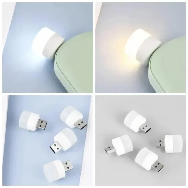 Veilleuse USB Mini LED Plug, Lampe blanche chaude, Protection des yeux, Lampes de lecture de livre, Chargeur de banque d\'alimentation, Lampes de