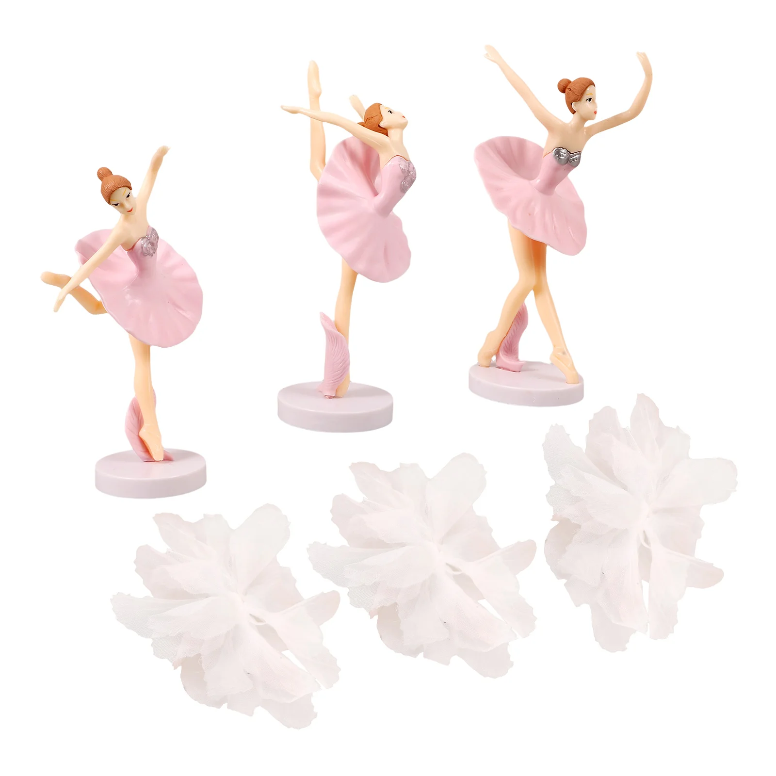 

Ballet Figurines naments Creative Cake Decoration Pink Mesh DIY Skirt Ballerina Set Elegant Dancers Home Office Accessories