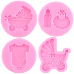 Baby Shower Party 3D Fondant Silicone Mold Cake Decorating Tools Stroller Candy Resin Clay Mould Chocolate Gumpaste Moulds