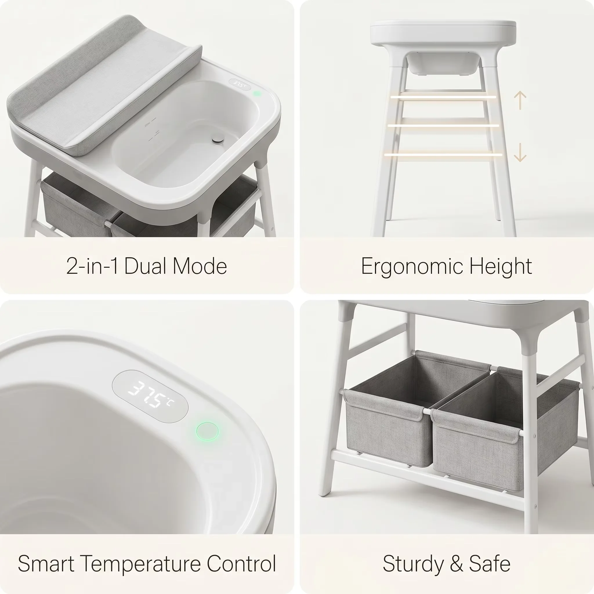 Baby Changing Table Two-in-One Multifunctional Foldable Baby Care Table Newborn Diaper Changing & Massage Touch for Bath Product