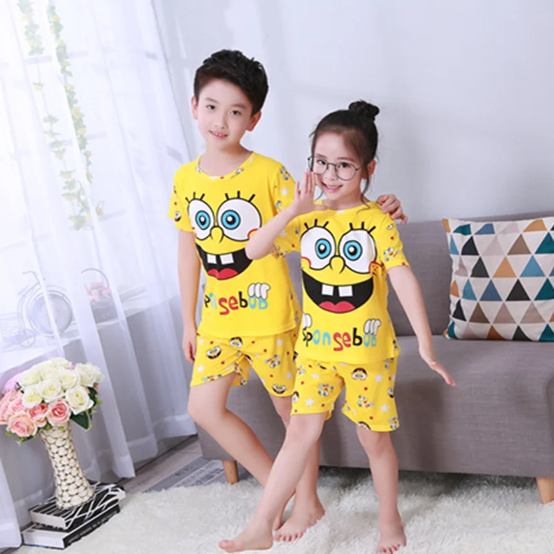 New Listing Clothing Sum Outfits For Kids Girls Baby Pajamas Summer Short Sleeve T Shirt Pyjamas Pijamas Set Cartoon  ﻿