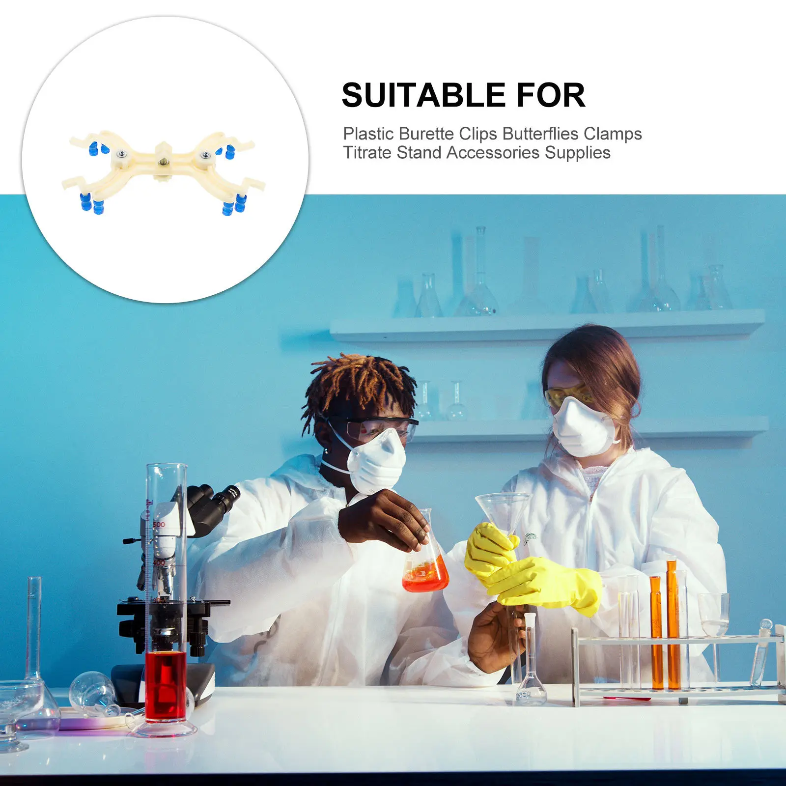 

Double Clamp Titration Clip Spring Loaded Pressure Secure Grip Laboratory Experiment Titration Clip for School