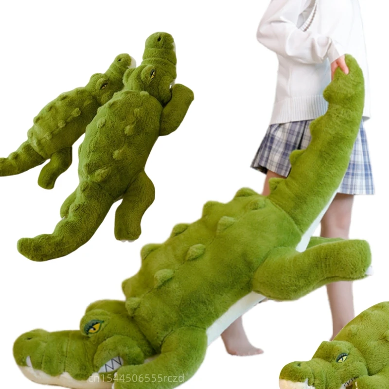 150cm Lifelike Gaint Green Crocodile Plush Doll Pillow Super Soft Reptile Plush Toy Home Decoration Gift For Boys And Girls