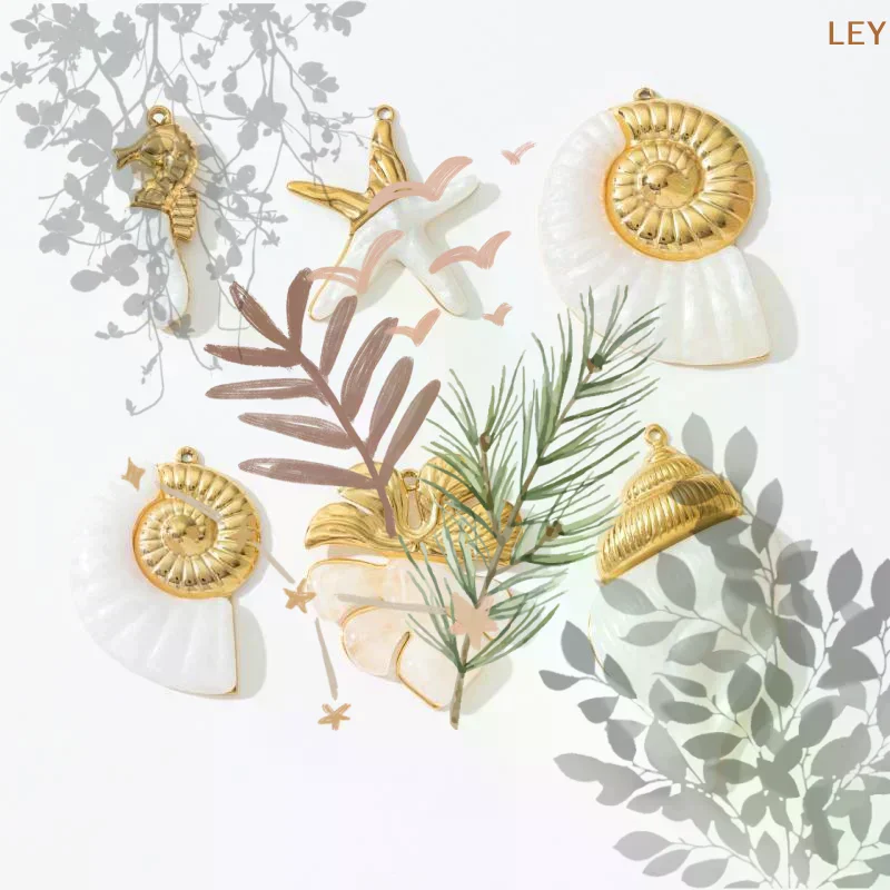 1pcs Stainless Steel Seahorse/Seashell/Starfish Pendant Charms For Jewelry Making Beach Pendants Craft Accessories