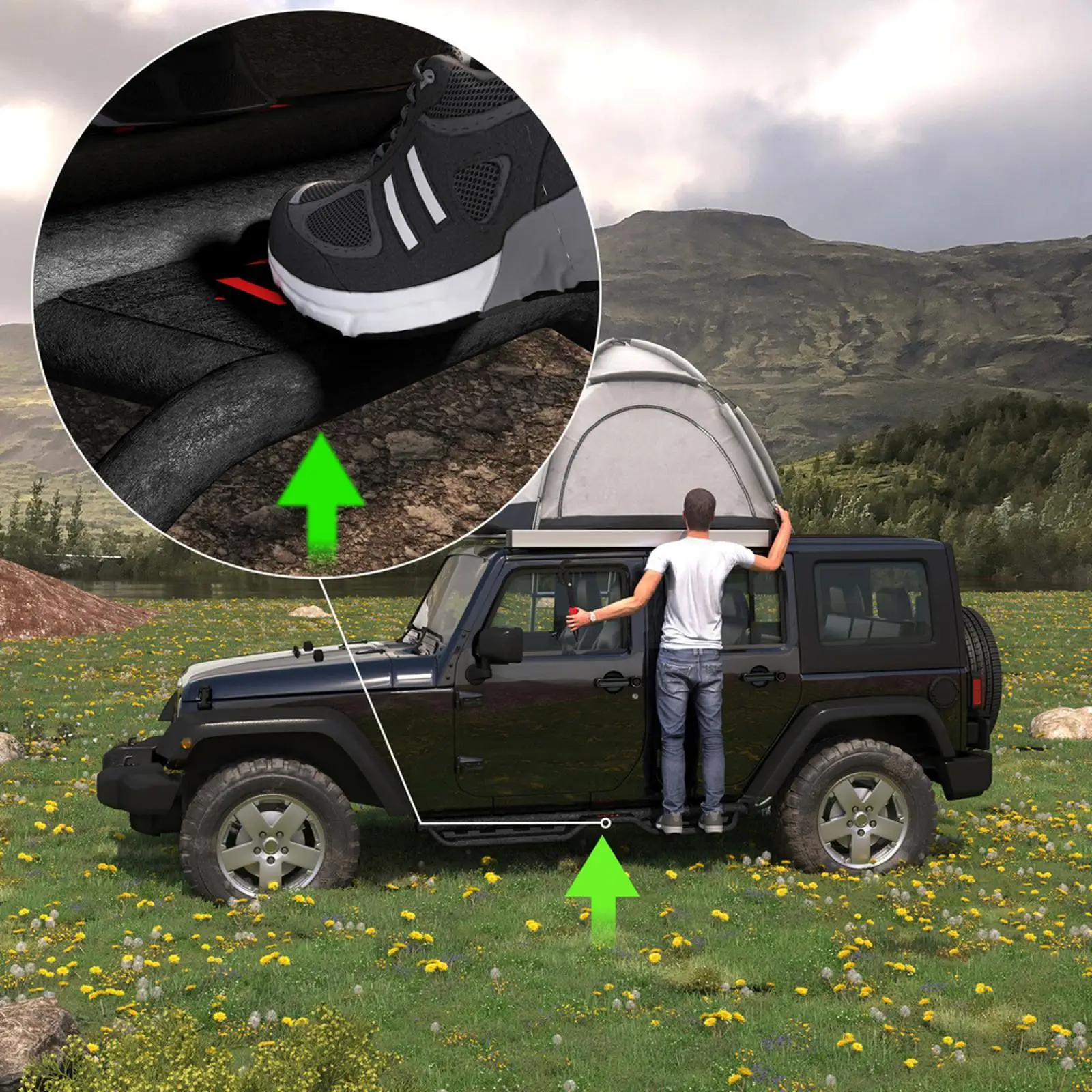 High Strength Running Boards Two Step Layout Side Accessories for 07-18 Unlimited 4 Door