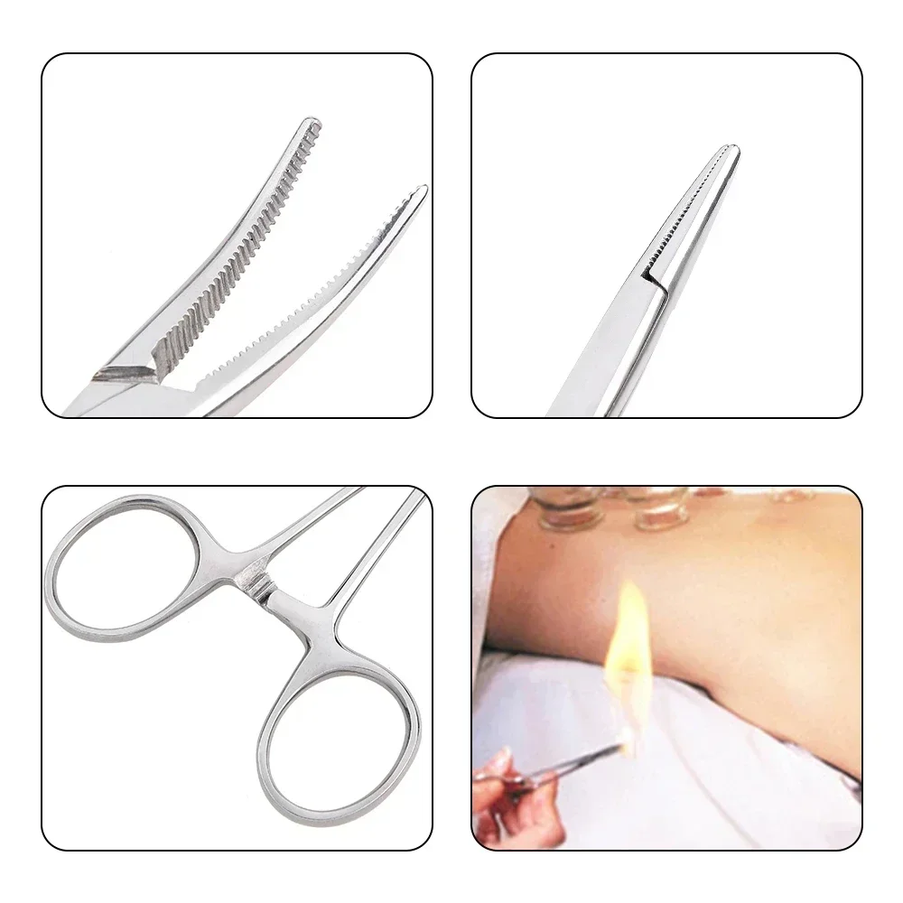 Stainless Steel Locking Forceps Artery Surgical Clamp Curved Straight Tip Fish Hook Pliers Hemostatic Forceps Hand Tools