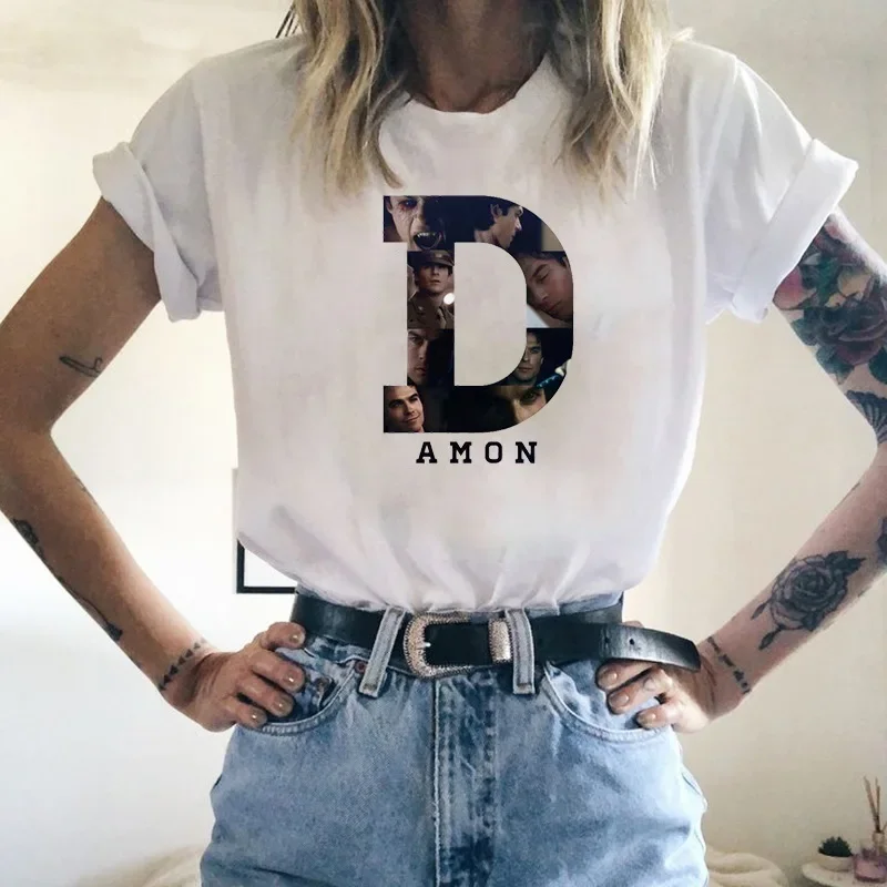 The Vampire Diaries Women\'s T-shirT Summer Loose Top Female T Shirt Harajuku Ulzzang Clothes Casual O-neck Ladies Tees Top Shirt