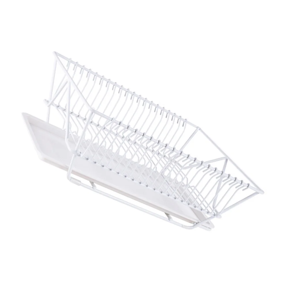 

Dish Drying Basket Metal Drainer Kitchen Rack Utensils Holder with Removable Tray Corrosion Resistant Storage Organizer