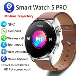 Smart Watch Men Watch 5 Pro AMOLED 360*360 HD Screen Bluetooth Call GPS NFC Heart Rate Monitor SmartWatches 2025 New for Android
