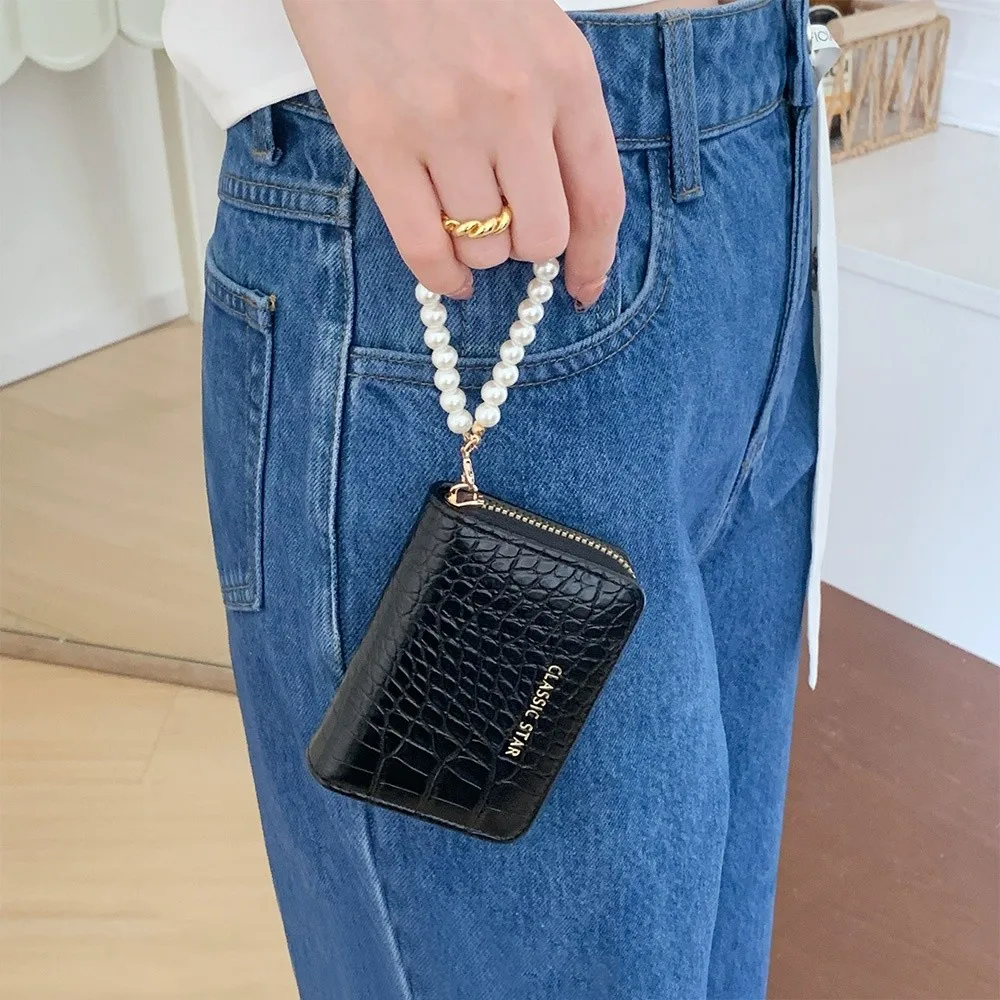 Nova carteira multifuncional de couro pu com zíper bolsa de mão de cor sólida