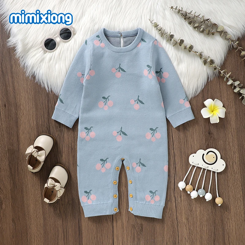 

Baby Girls Rompers Casual Long Sleeve Knitted Newborn Infant One Pieces Jumpsuits Outfits Autumn Winter Toddler Cartoon Overalls