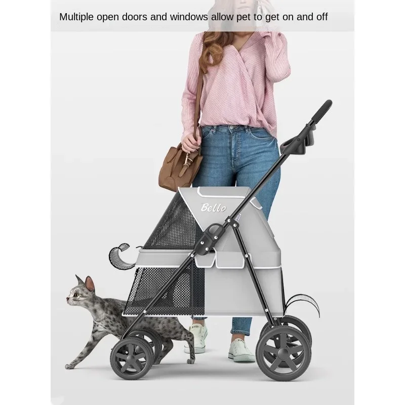 Breathable and Sturdy Pet Stroller for Small Dogs and Cats, Foldable and Portable Pushchair for Outdoor Adventures