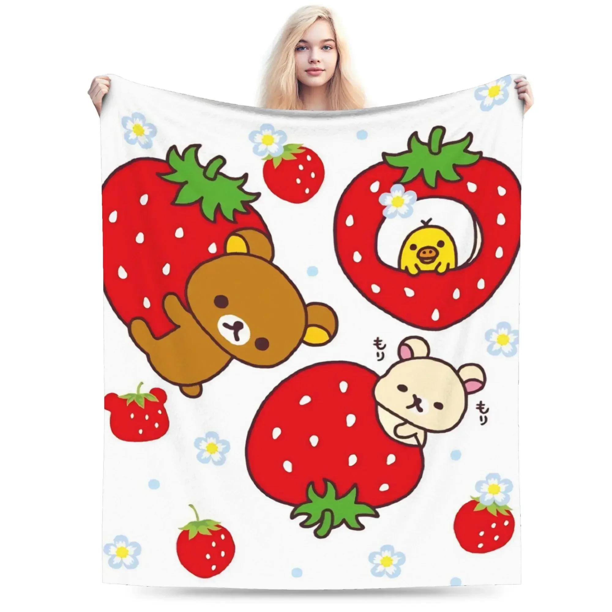 

Плюшевый фланелевый плед Rilakkuma Korilakkuma для детей и взрослых, мягкое теплое покрывало для спальни, милый дизайн, качественный подарок