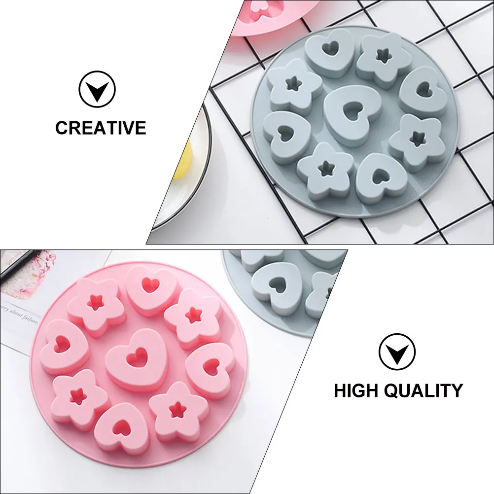 

2pcs Heart shaped Donut Cake Mold Silicone Baking Pan Easy Clean Creative Design Fondant Mould Home Professional Use Unique