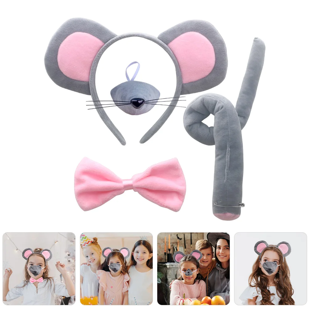 

Rat Costume Headdress Attractive Headband Animal Party Decorative Cartoon Adorable Accessory Fabric Mouse Ears Hair Hoop