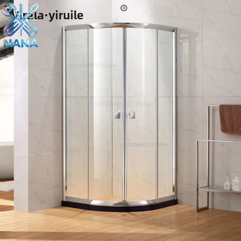 Customized circular arc fan shower room, stainless steel high-strength tempered glass sliding door integrated bath room