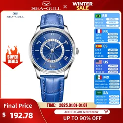 Reloj Seagull para hombre, resistente al agua, con correa de acero, reloj mecánico, calendario informal de negocios, reloj mecánico automático 819.37.6038